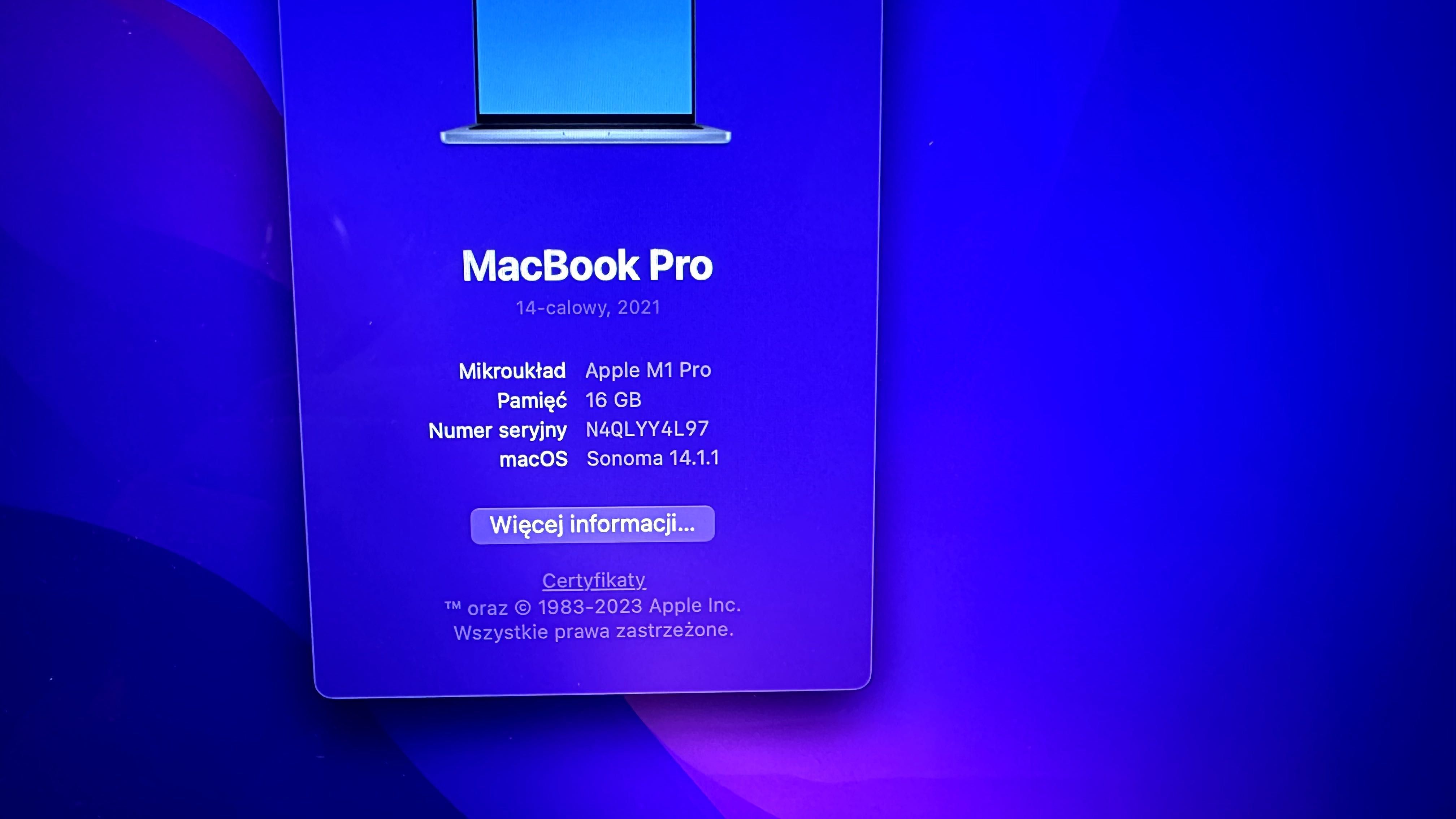 MacBook Pro M1 Pro 14” 512GB SSD 16GB RAM