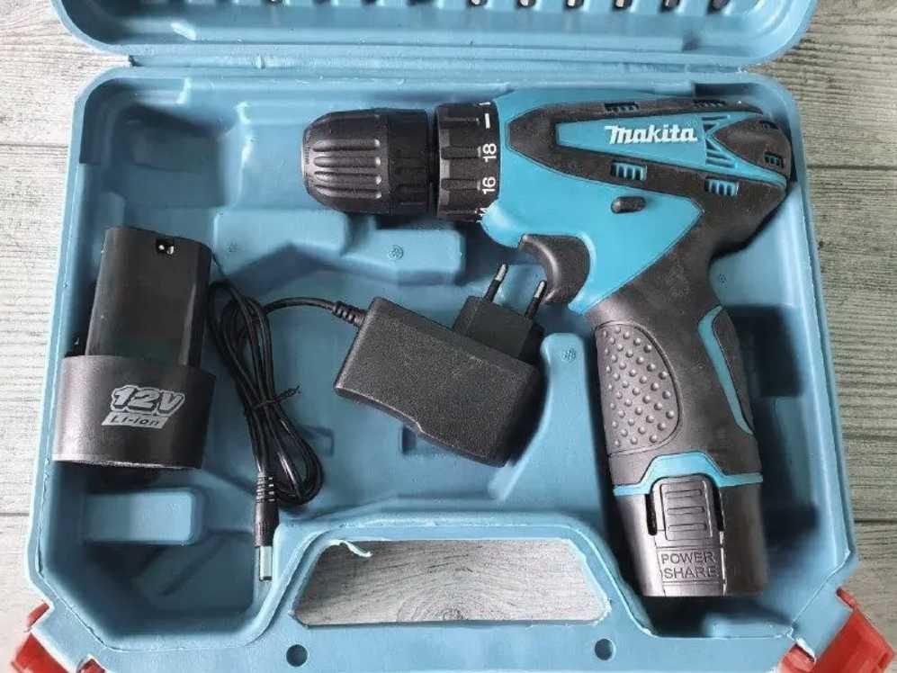 Аккумуляторный шуруповёрт (12V) с набором makita запасной аккумулятор