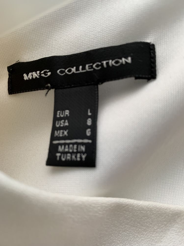 Платье белое приталенное вышитое бисером  Mango рр 46-48