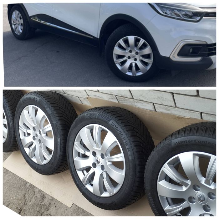 R16 4 100  диски Renault в сборе с зимними шинами Continental.