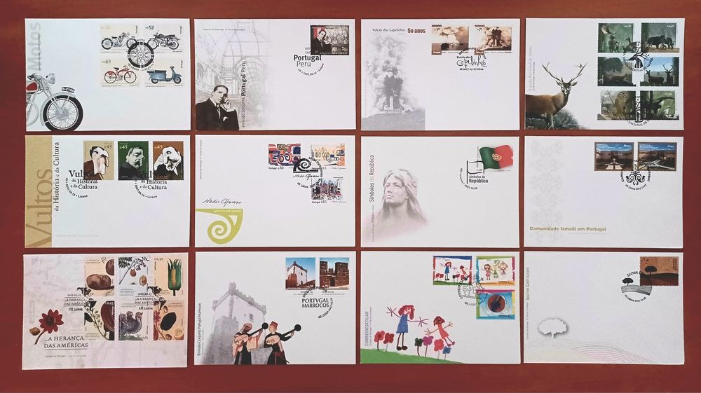 80 FDC - Envelopes com selos e carimbo (1° dia de circulação)