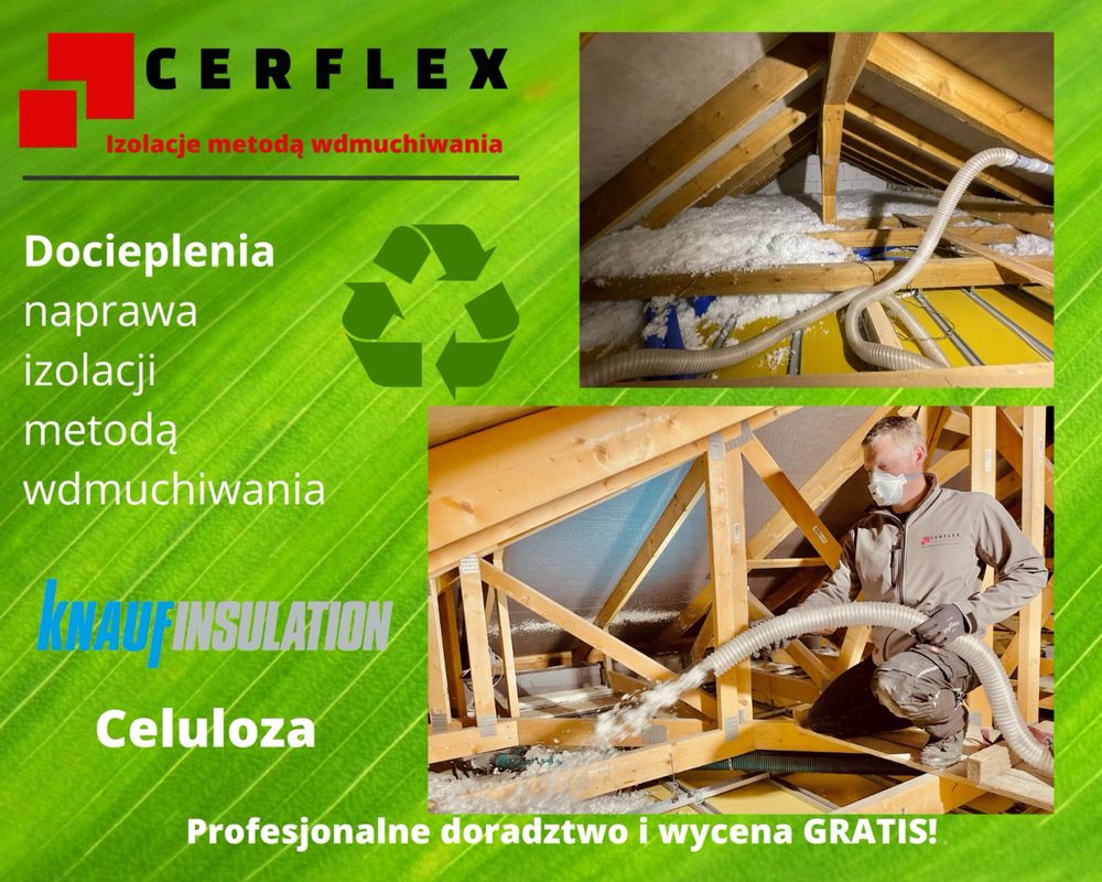 Material do izolacji dachów poddaszystropodachów wdmuchiwanie celulozy