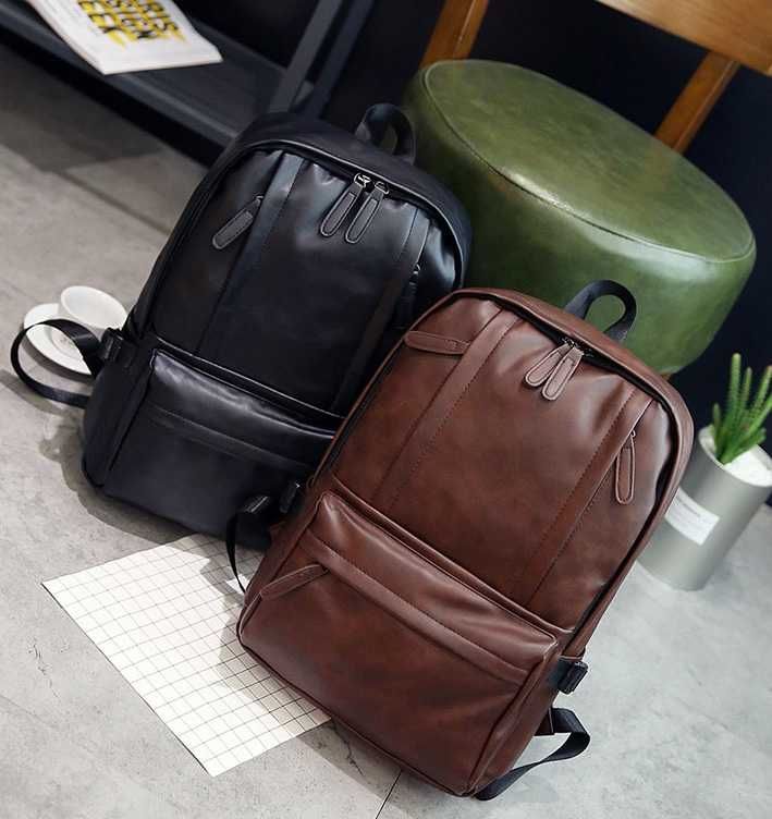 Классический городской рюкзак женский мужской черный коричневый