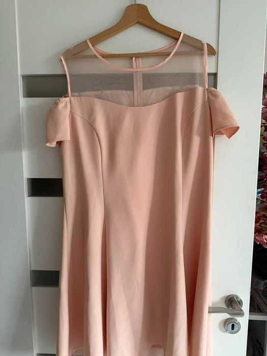 Sukienka  wizytowa pudrowy róż na wesele/imprezę