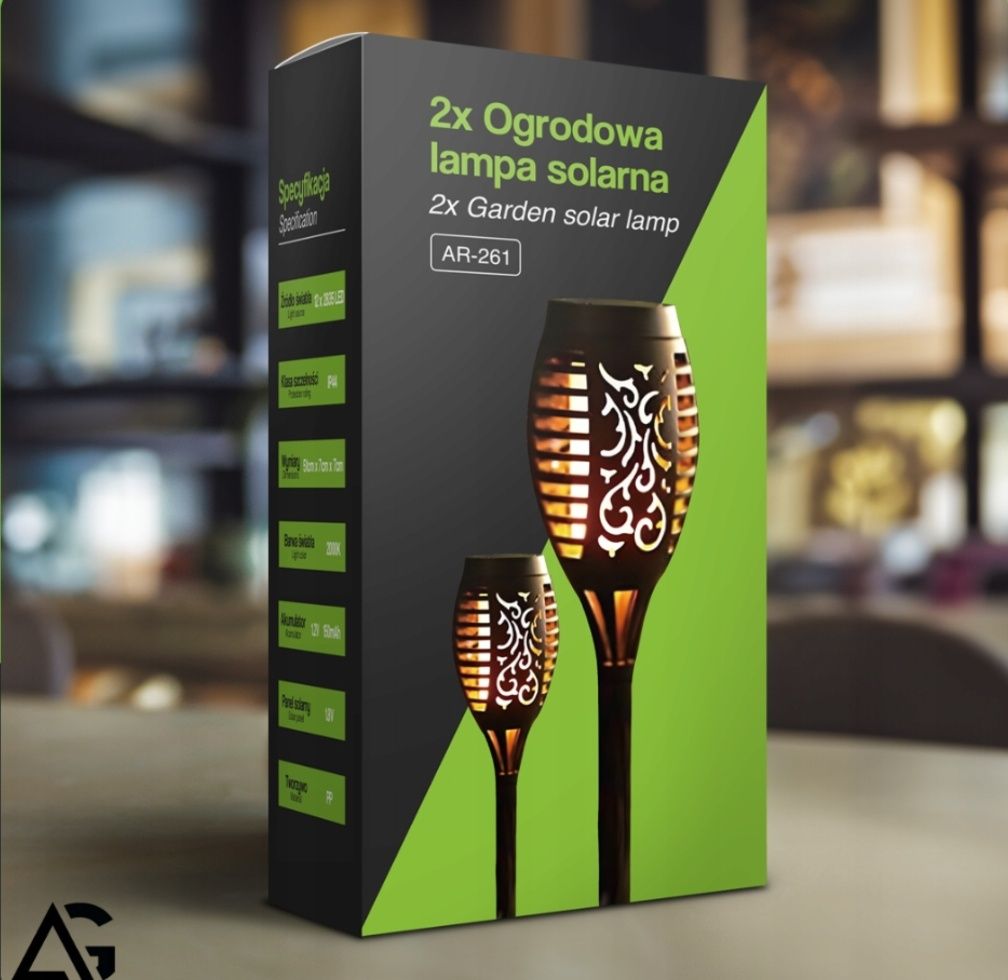 Lampa Solarna Ogrodowa Led Pochodnia Latarnia Efekt Płomienia Wbijana