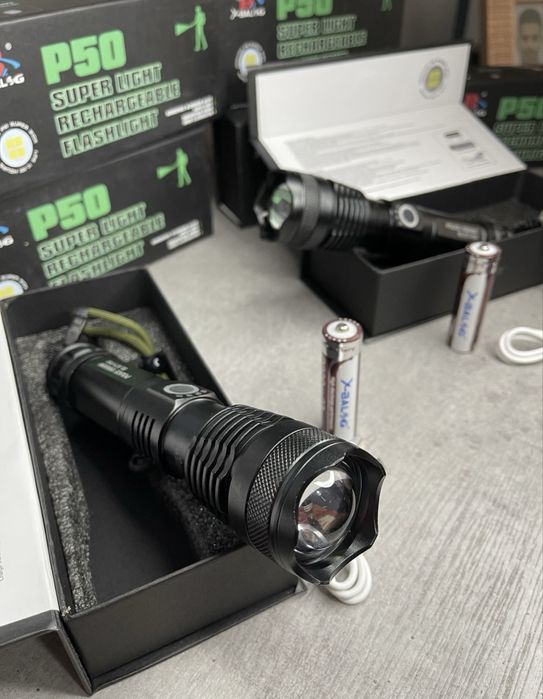 Lanterna p50 zoom regulavel led bateria litio incluida
