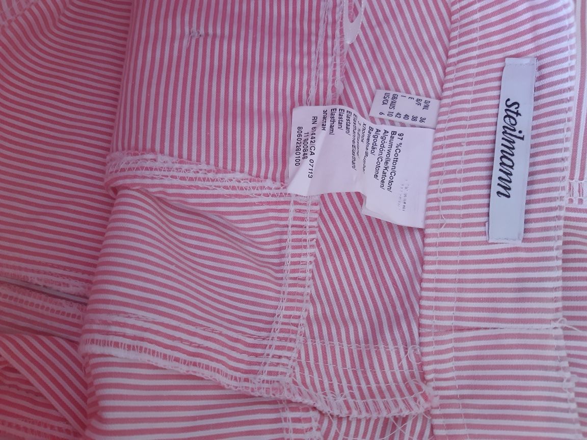 Biała Letnia spódnica w różowe paseczki wersja sportowa dopasowana