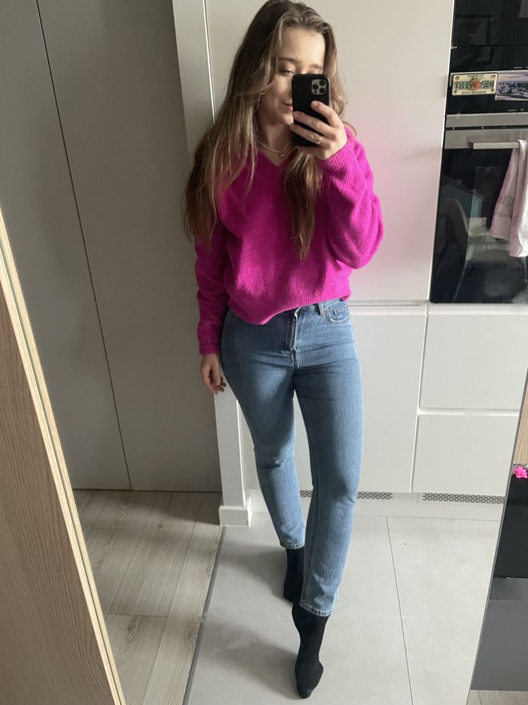 Jak nowe ciemne jeansy z wysokim stanem h&m