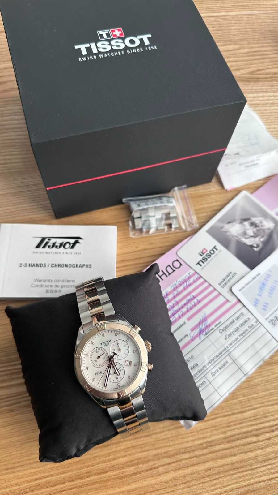 Женские часы Tissot PR 100 Sport Chic Chronograph с бриллиантами.
