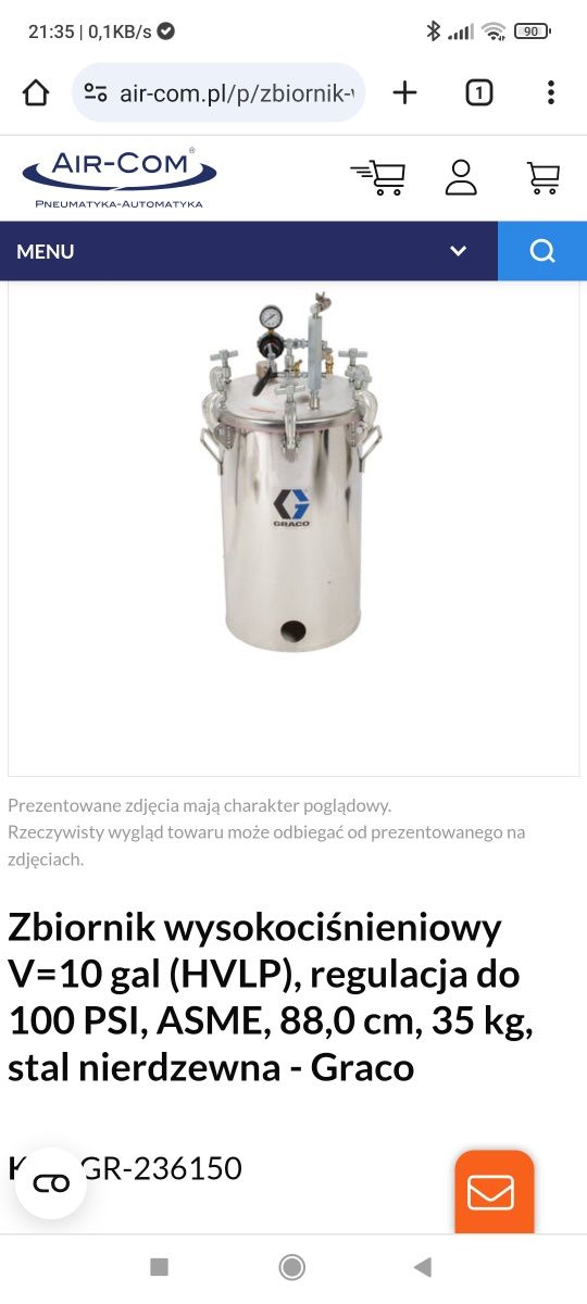 Zbiornik wysokociśnieniowy Graco 236150