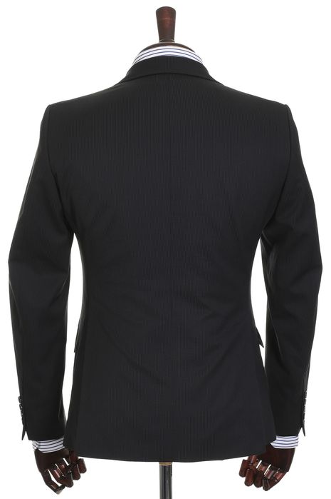 CLUB OF GENTS elegancka czarna marynarka męska w prążek 60% wełna r 46