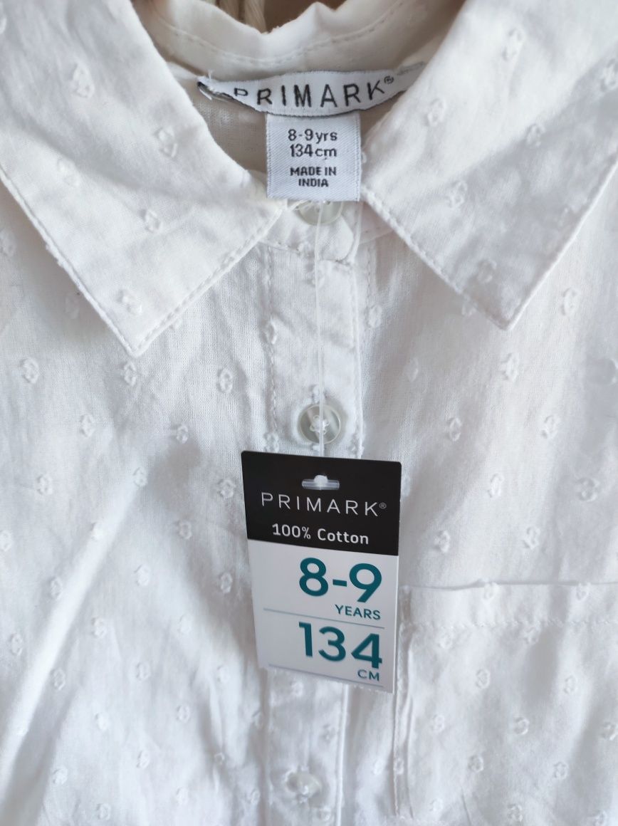Biała wiązana koszula bez rękawów Primark 134 nowa z metką