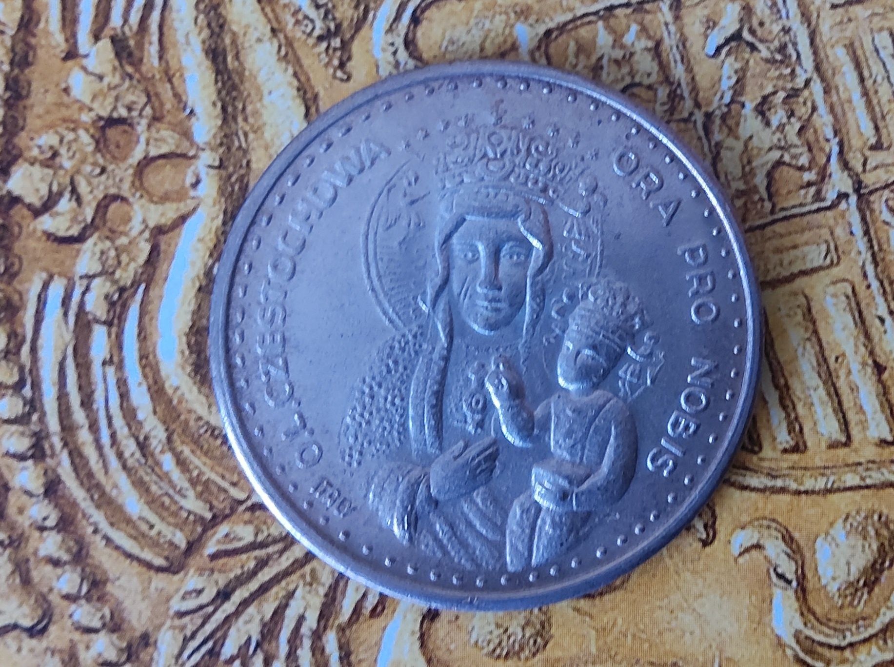 12725#Medalha- Joannes Pavlvs II Pont.Max Częstochowa banhada prata