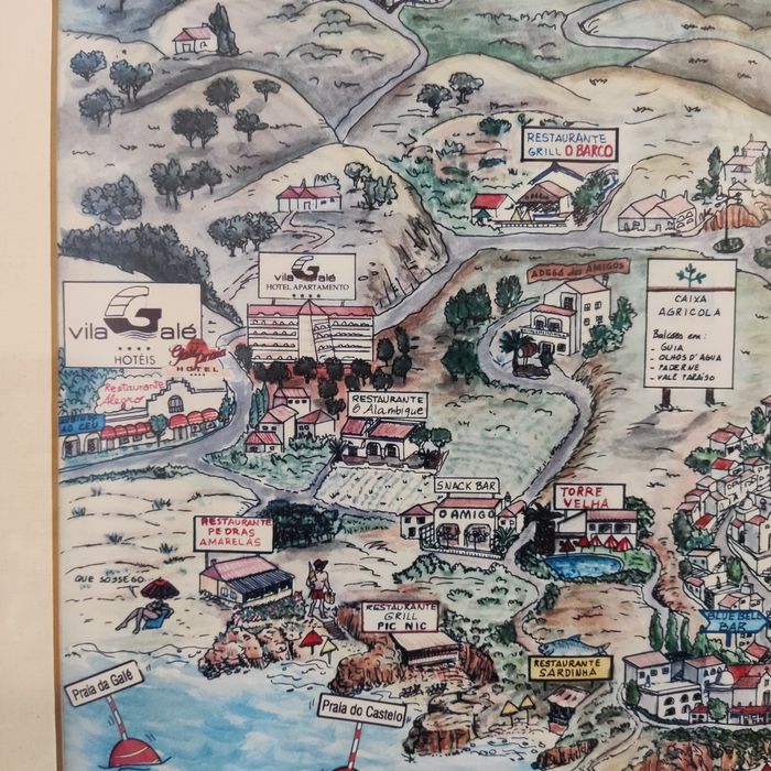 Quadro "ilustração, vista aérea de Albufeira" Anabela Costa 1999