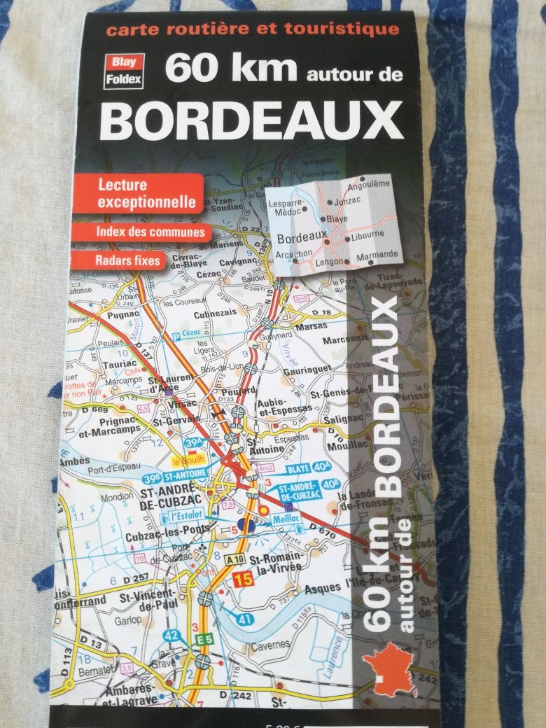 60 km à volta de Bordeaux - carte routiere et touristique