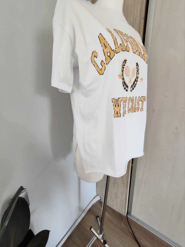 T-shirt damski biały z nadrukiem,, uniwersalny