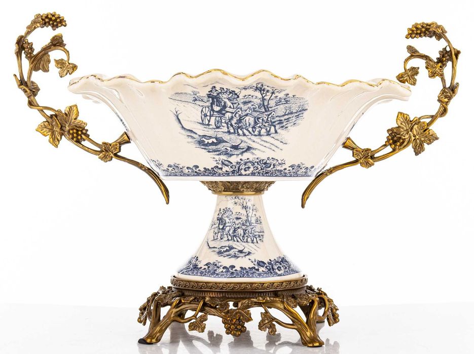 Ceramiczna Duża Patera Dekoracyjna Misa Empire Złota Na Nóżce 182450