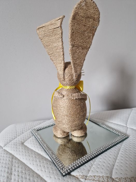 Zając wielkanocny ze sznurka święta ozdoba wielkanocna hand made
