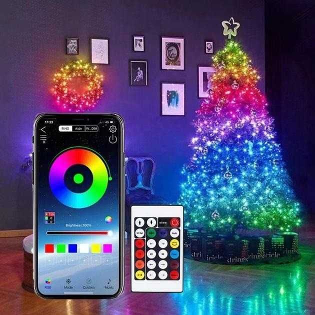 Гирлянда Капля Росы USB LED RGB 10м + Bluetooth + Микрофон + Пульт