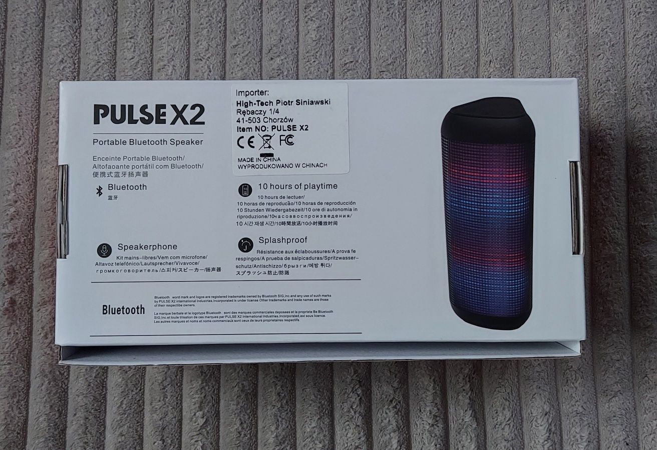 NOWY GŁOŚNIK bezprzewodowy bluetooth Led
Model Pulse X2