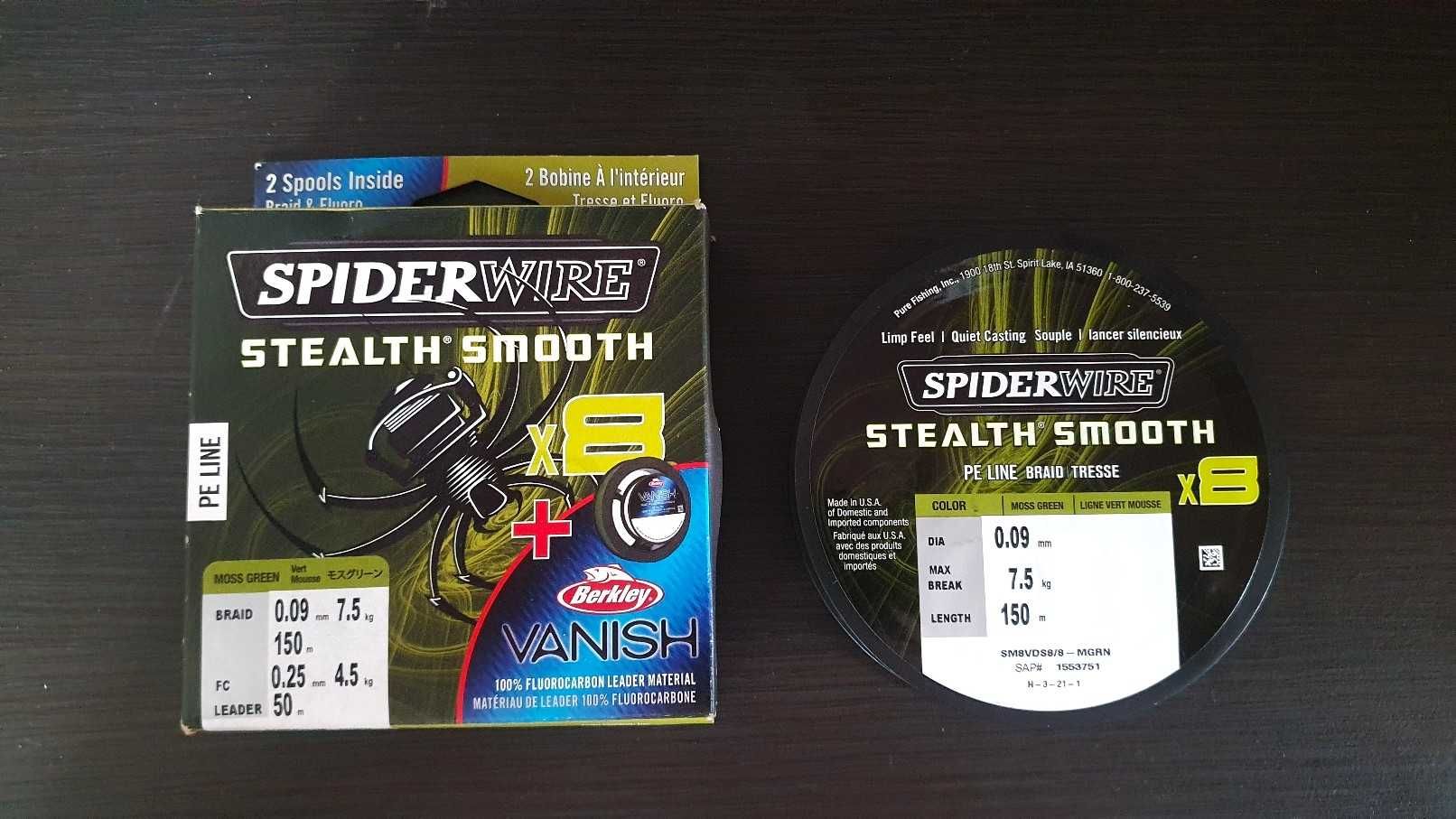 Plecionka SpiderWire Smooth 8 Zielona 150m 0,09 i Fluorocarbon 0,25mm