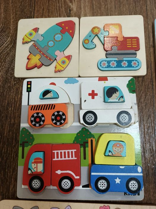 Дерев'яні пазли тварини , машинки