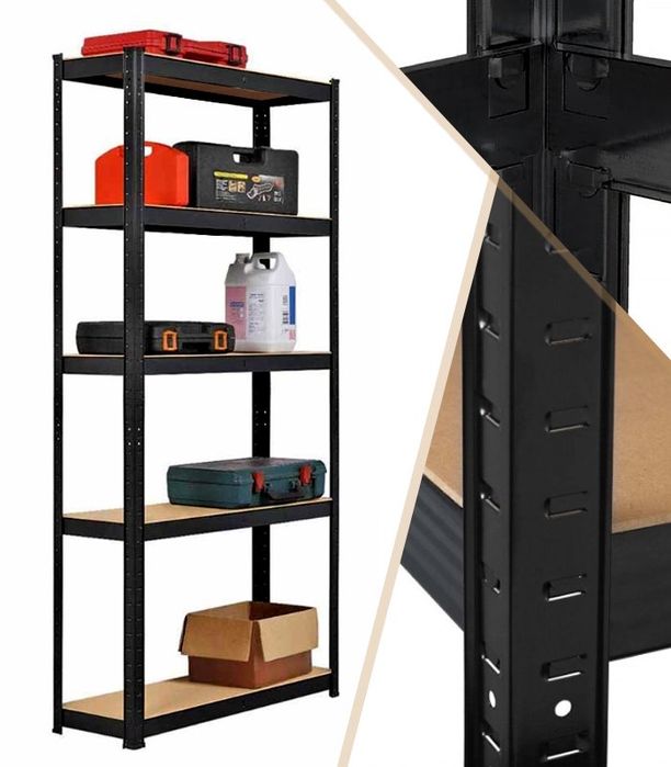 Стелаж металевий (150 х 70 х 30 см) 5 полиць, Чорний