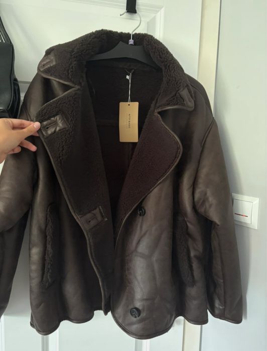 Brązowa kurtka z kożuchem oversize S 36