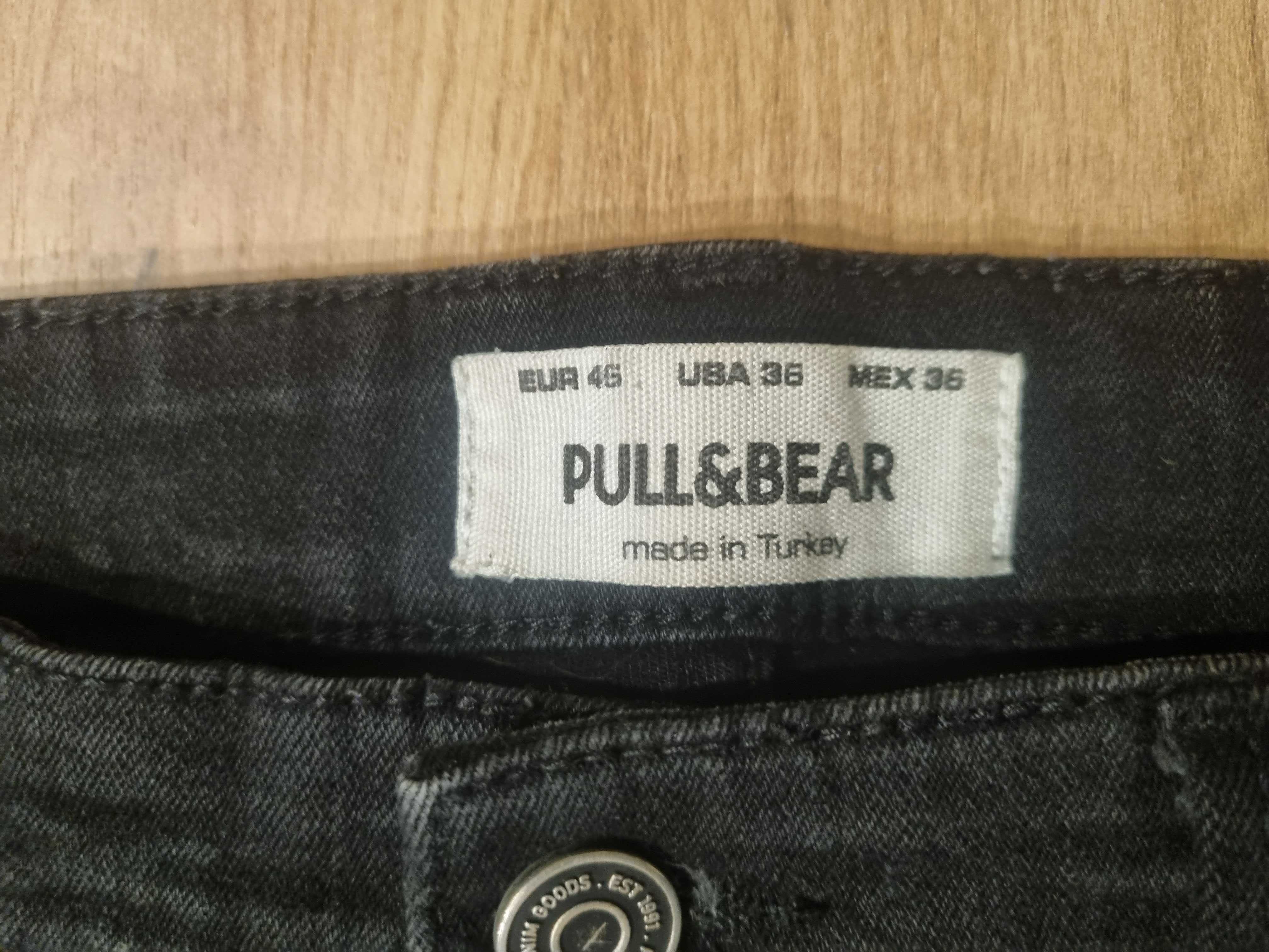 Jeansy spodnie PULL&BEAR - czarne, rozmiar 46, extra modne, NOWE