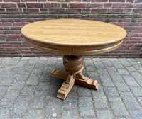 Okrągły stół dębowy śr. 103 cm na jednej nodze + 2 krzesła regulowany