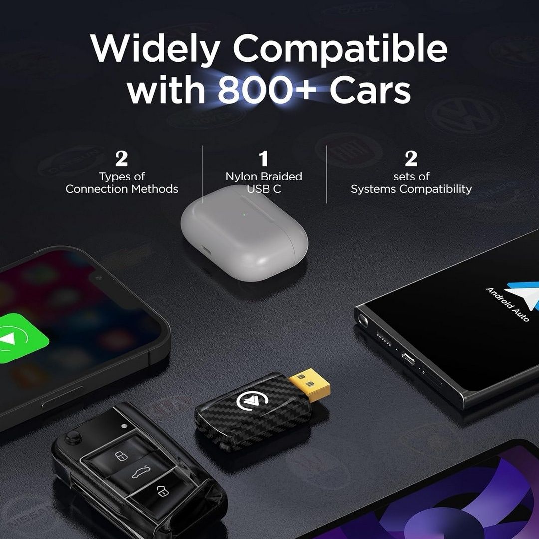 Bezprzewodowy Adapter Carplay & Android Auto, Wireless Stick 2 w 1