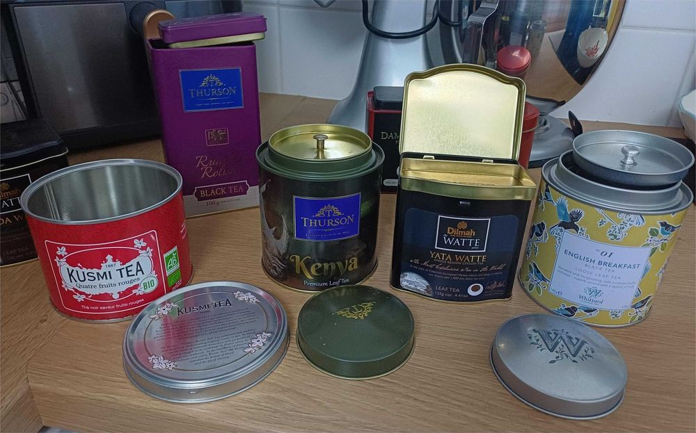 Zestaw 12 puszek hermetycznych na herbatę / kawę puszka