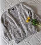 Kardigan sweter szary elegancki miękki z puszystej przędzy 4XL 48