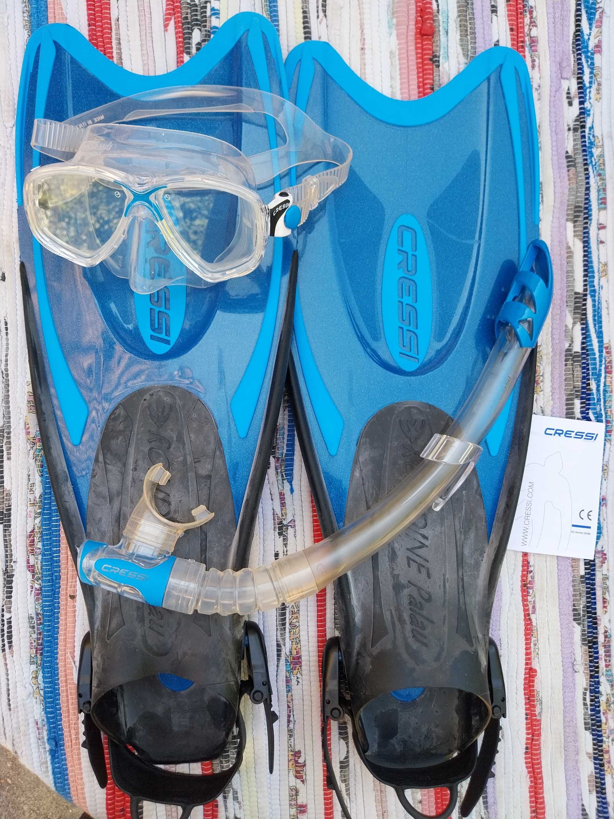 Kit Mergulho Cressi Palau Marea Barbatanas + Máscara + Tubo Snorkel