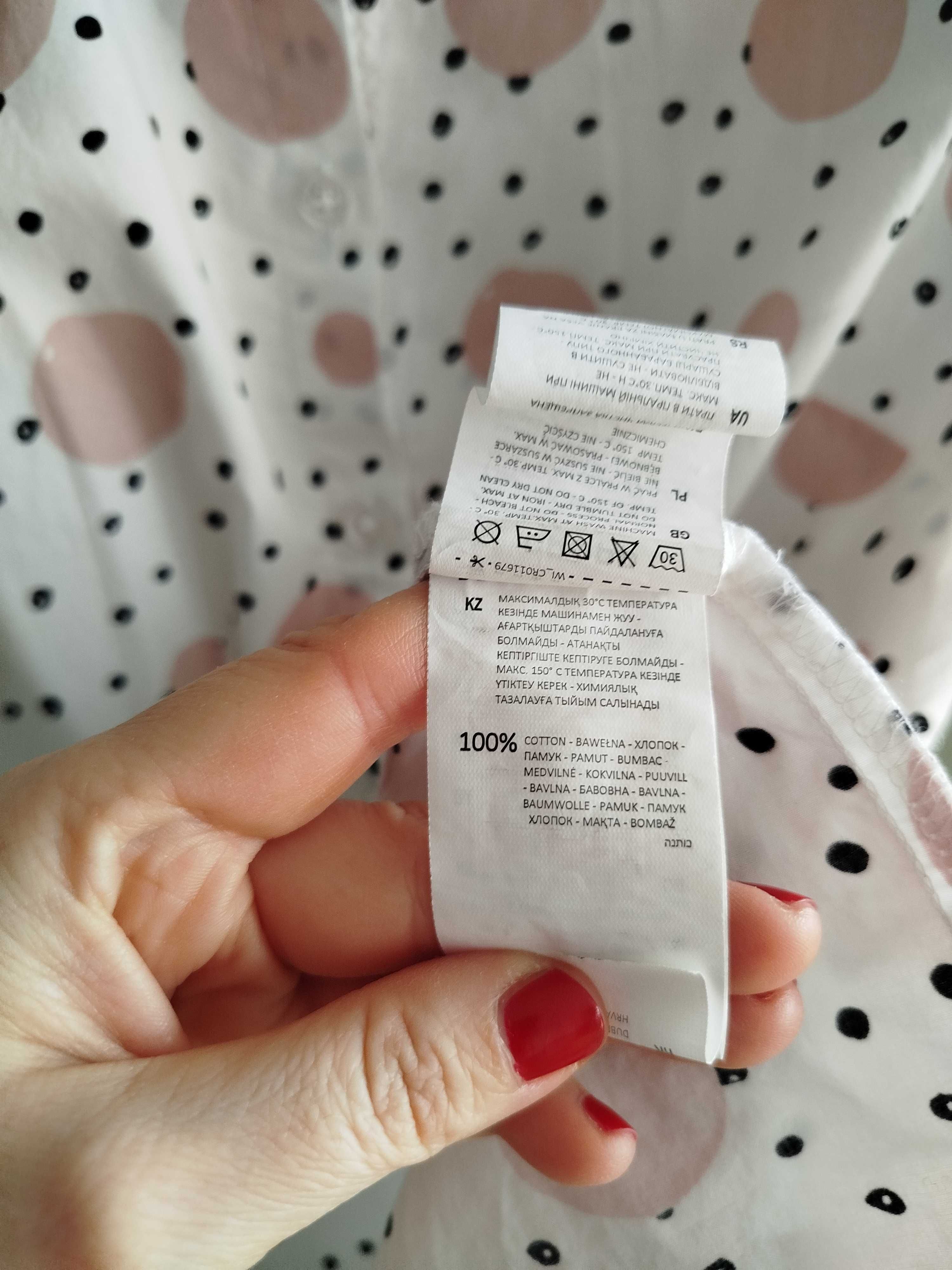 Biała koszula damska w grochy M 38 Cropp