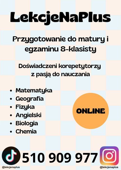Korepetycje matematyka matura i egzamin, biologia, chemia, fizyka