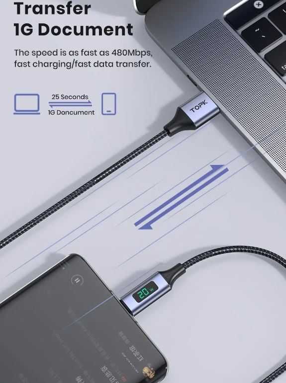 Kabel USB C  z wyświetlaczem