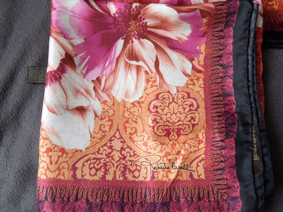 ROBERTO CAVALLI Bandana Chusta Szalik Made in Italy Kwiatowa NOWA !