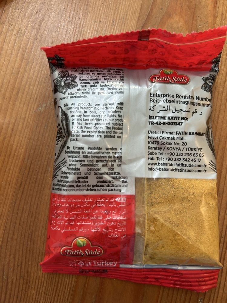 Turecka przyprawa tavuk baharati do kurczaka 50g