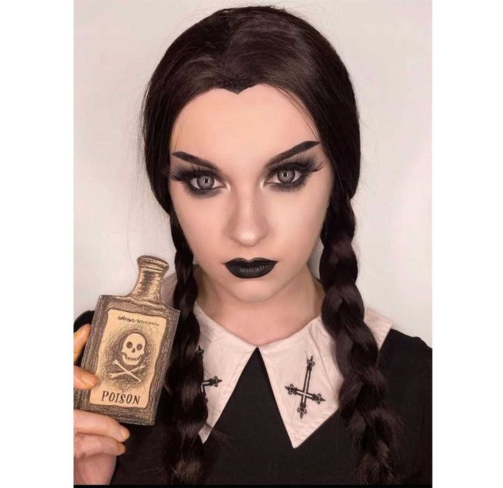 peruka Wednesday Addams - dla kobiet i dziewcząt, naturalny wygląd