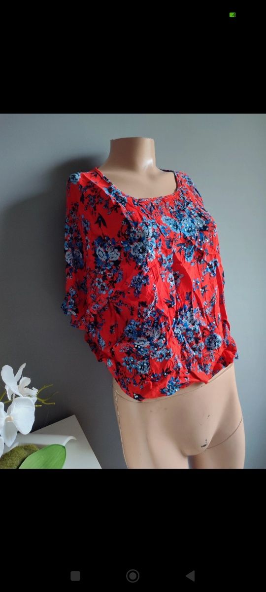 Bluzka top kwiatowy wzór cekiny XL 42