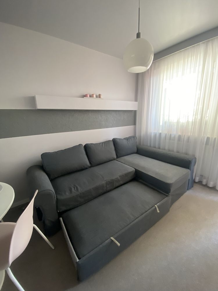 Sofa 3 osobowa z szezlągiem rozkładana z pojemnikiem na pościel IKEA