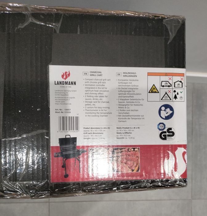 Grill węglowy wózek BARREL 550 (ruszt chrom) / Grill Landmann 13657