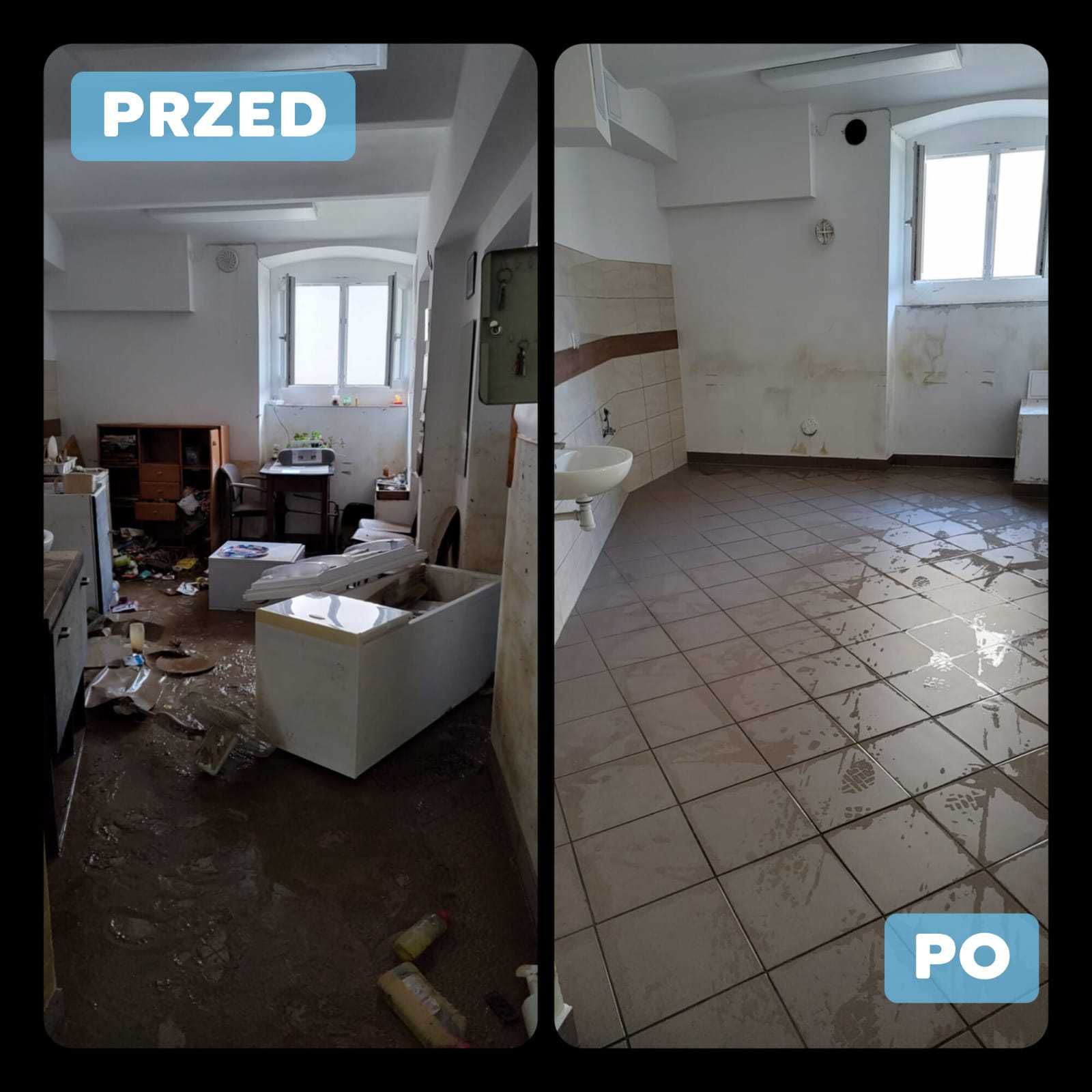 Sprzątanie po zalaniu, powodzi, szlamie, fekaliach + dezynfekcja 24/7