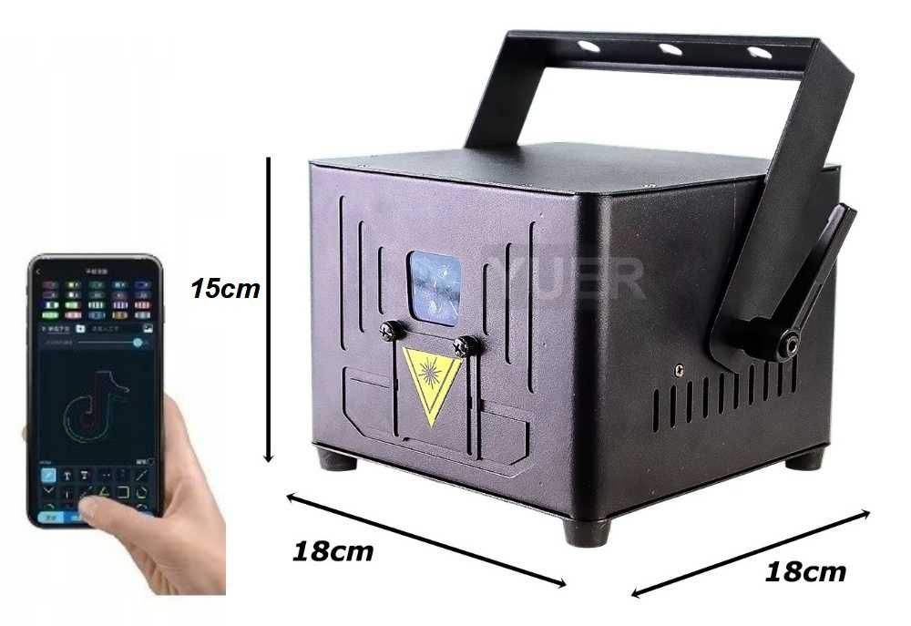 projektor laserowy dyskotekowy RGB 3W Bluetooth DMX własna grafik NOWY