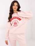 Bluza Boston dresowa z naszywkami różowa, oversize