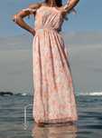 Vestido comprido lilás e coral da Tiffosi
