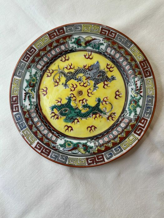 prato em porcelana chinesa antiga, Ø18cm