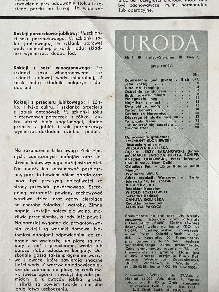 Magazyn Uroda nr.4 z 1966