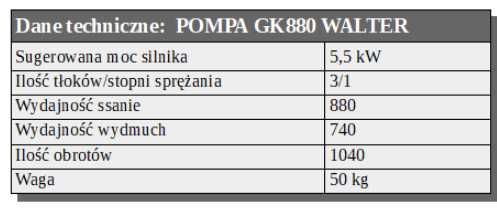 Pompa tłokowa WALTER LB 75 do GK 880